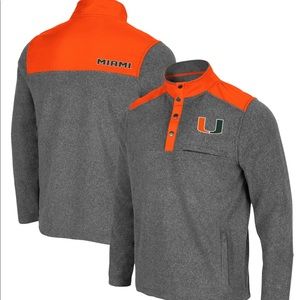 NEW Miami Hurricanes Colosseum Huff Snap Pullover - Heathered Charcoal/Orange